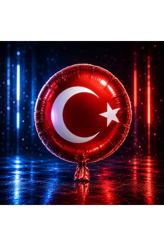 Vıp Kalite 21 Adet Türk Bayraklı Balon 46 Cm Kırmızı Türk Bayraklı Folyo Balon Parlak Metalik Balon
