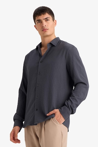 Defacto Modern Fıt Polo Yaka Dokuma Uzun Kollu Gömlek D7246ax26spgr499 Gri-gr499