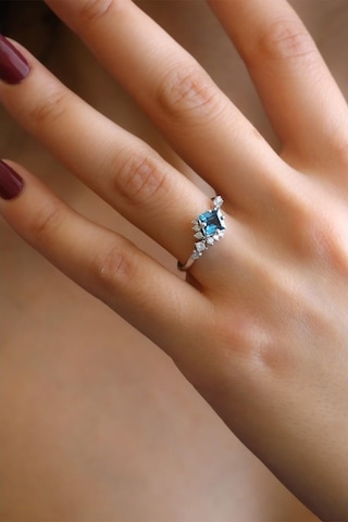 Kare London Blue Taşlı Pırlanta Yüzük (510228948)