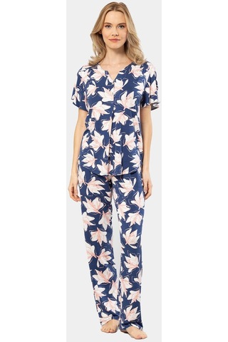 Türen Patlı Örme Kısa Kol Pijama Takımı 3606/lacivert 001