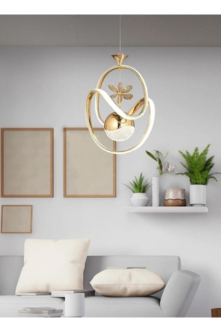 Tek Toplu Modern Gold Kaplama Sarkıt Led Avize Salon Avize 3 Renk Ledli Gold