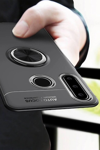 Gld-spt- Newface Huawei Y6p Kılıf Range Yüzüklü Silikon - Siyah-mavi
