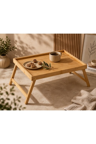 Bambu Katlanır Çok Amaçlı Sehpa 30 40 Cm Açık kahverengi