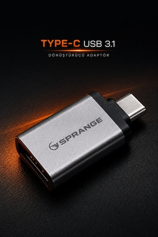 Sprange Type C Usb 3.1 Dönüştürücü Adaptör Usb To Type C Çevirici Telefon Ve Tablet  Gri