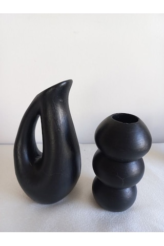 Sürahi Balon Vazo Set Siyah Siyah
