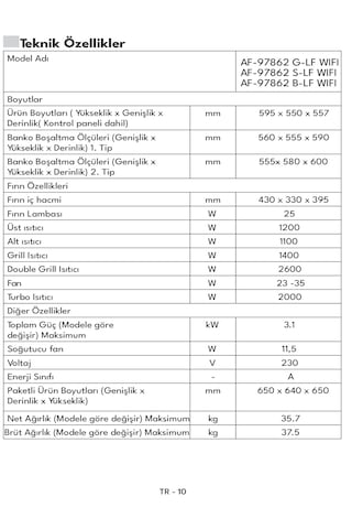Vestel AF-97862 S-LF WIFI 73 LT Ankastre Fırın