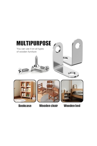 30 Paslanmaz Çelik Köşe Braketi - 90 Derece Metal Köşeler - 30 X 30 Mm - Masalar, Sandalyeler Ve Kitaplıklar İçin 60 Vida Dahil - Gümüş Diğer