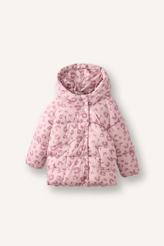 Defacto Leopar Desenli Kapüşonlu Şişme Mont Kız Bebek H3634a526aubr138 Bordo-br138