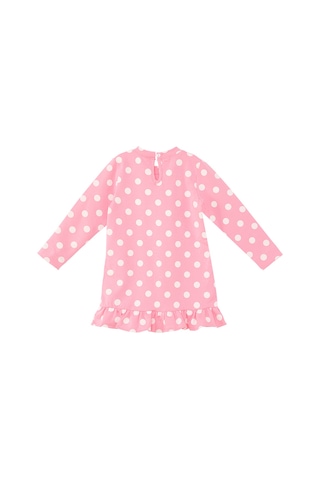 Ayıcık Kız Bebek Puantiyeli Pembe Elbise