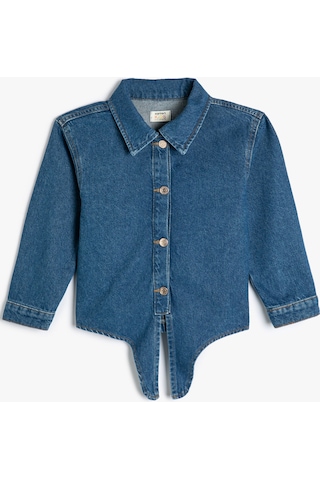 Koton Kot Ceket Önden Bağlamalı Uzun Kollu Pamuklu Orta İndigo 4skg20013ad 4SKG20013ADMID İndigo