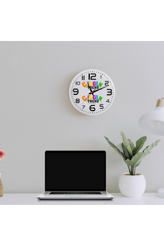 Firmaya Özel Logolu Cam Duvar Saati - Krem