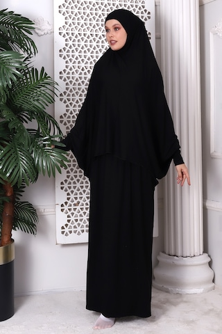 2 Parça Pratik Namaz Elbisesi 8016 Siyah