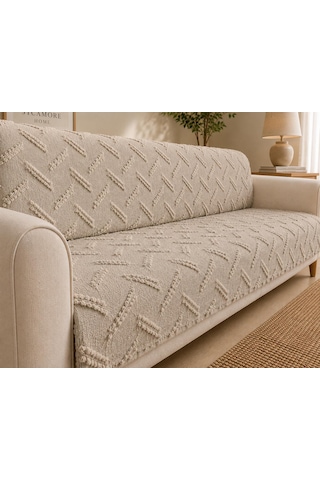 Sycamore Home Koltuk Örtüsü 175x215 Cm Çekyat Örtüsü, Kaymaz, Yıkanabilir, Lüks Kumaş Şönil Jakarlı Taş