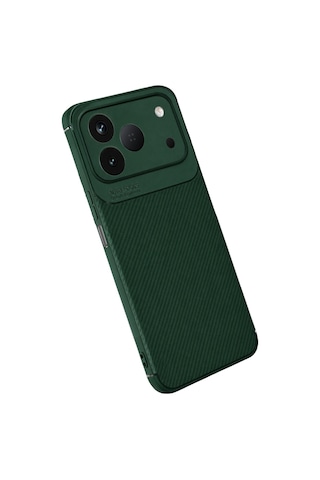 Tecno Spark 50 4g Uyumlu Kılıf Karbon Tasarım Kamera Korumalı Silikon Telefon Kılıfı Kapak Koyu Yeşil