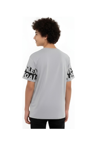 Modanino Erkek Çocuk T-shirt--geniş Kalıp-yazı Baskılı-12-16 Yaş 12527 Gri