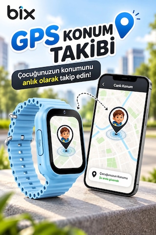 Exenar - Mavi - Akıllı Çocuk Saati 4g Sim Kartlı Gps Rota Takipli Sos Kameralı Görüntülü Konuşmalı Kız Erkek Saat