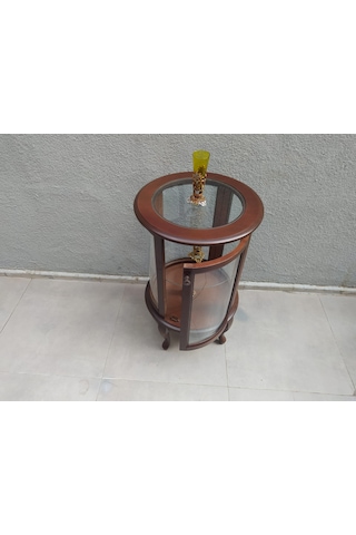 Bengimobilya Gümüşlük Yuvarlak Model 98 Cm Parlak Ceviz Kayın Lükens Aslan Aya