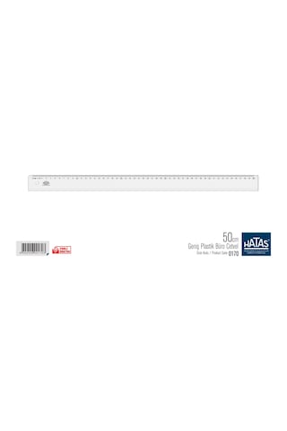 Hatas 0170 Geniş Plastik Büro Tipi Şeffaf Cetvel 50 CM