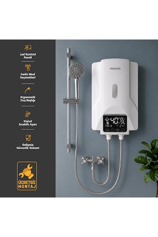 Philips AWH1540/62 Dijital Banyo Şofbeni + Montaj Dahil