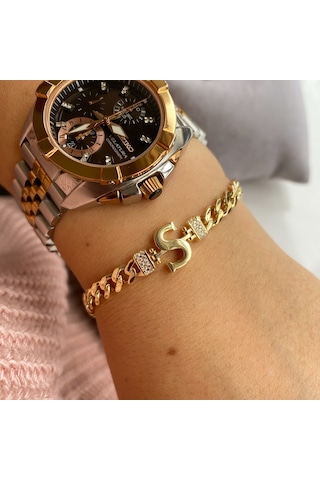 Simurg Jewellery 14 Ayar Altın Kaplamalı Gümüş Harf Bileklik