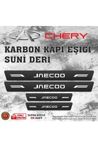 Jaecoo Uyumlu Deri Karbon Kapı Eşiği Koruyucu Bant 4 Adet