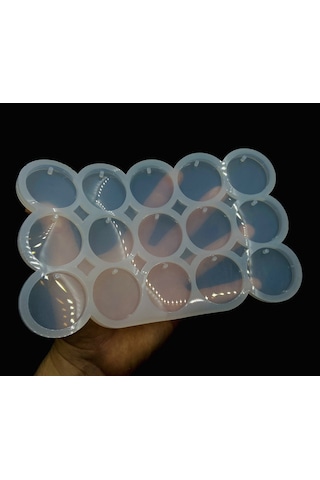 Epoksi Silikon Yuvarlak Anahtarlık Kalıbı 4 CM Çap Yuvarlak Kalıp 15'li