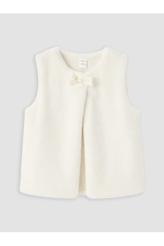 LC Waikiki Lcw Kids Bej Bisiklet Yaka Kız Çocuk Pelüş Yelek Ten
