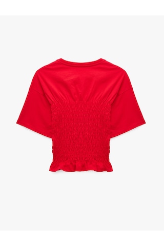 Koton Pamuklu Gipeli Kısa Kollu Bisiklet Yaka Slim Fit Baskılı Tişört Kırmızı 6sal10961ık