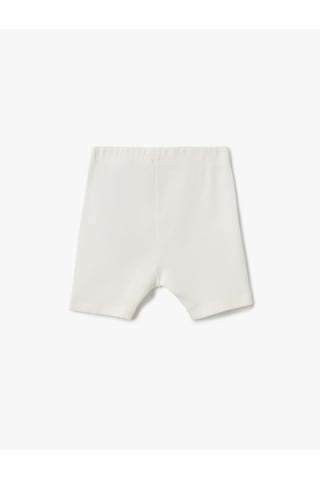 Koton Pamuklu Lastik Detaylı Ribanalı Basic Kısa Tayt Ekru 5skg40011ak Ekru