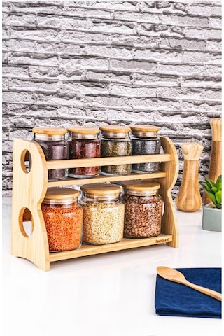 Bambum Bench 8 Parça2 Katlı Baharat Seti Yatay B4633 Şeffaf