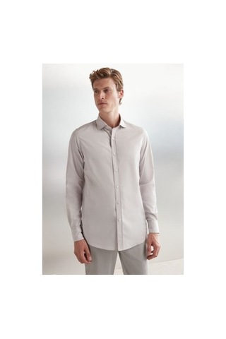 5in1Canpolat Açık Gri Slim Fit Erkek Gömlek: %100 Pamuklu Rahat Tasarım 750