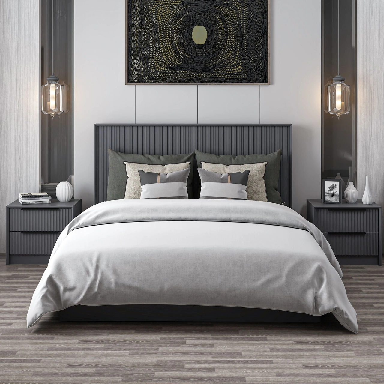 Kale Luxe 160x200 Baza Başlık Seti - Antrasit 160 x 200 CM