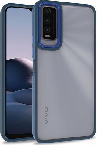 Zore Vivo Y20 Kılıf Msra Flora Kapak - Mavi Mavi
