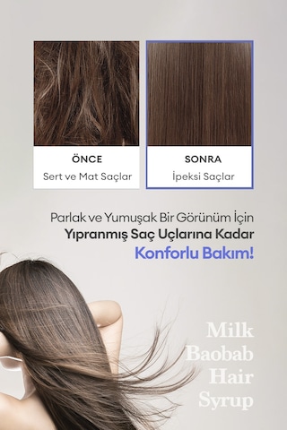 Argan Yağı Ve E Vitaminli Nemlendirici Parfümlü Saç Serumu Mılk Baobab Hair Syrup White Musk
