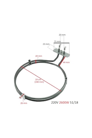 Ferre - Franke - Hoover - İtimat İle Uyumlu Turbo Fırın Rezistansı 2600w
