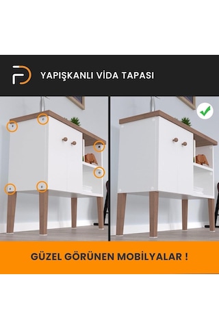 Furndiy Kendinden Yapışkanlı Vida Tapası Beyaz 15 Mm Yuvarlak 78 Parça Beyaz