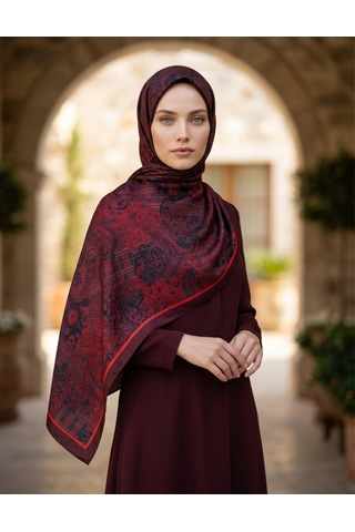 Moda Nuda Iconic Hasna Şal Bordo - Zarif Ve Modern