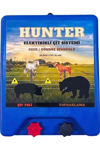 Hunter Ekonomik 500mt Domuz - Ayı Kovucu Elektrikli Çit Sistemi Güneş Panelli Akülü