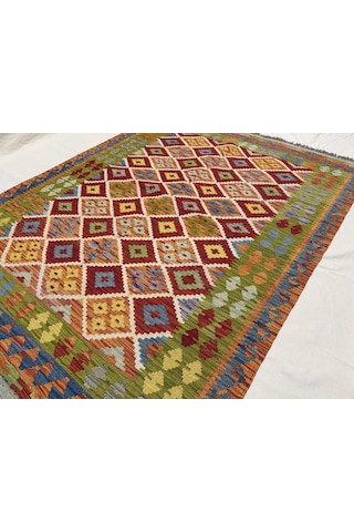El Dokuma Afgan Kilim 100% Yün Kök Boya Harıka Desenlı Yeni Model Çok Renkli