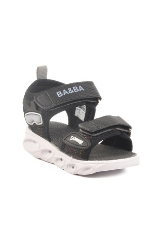 Siyah Cırtlı Işıklı Kız Bebek Sandalet 018127 B Siyah