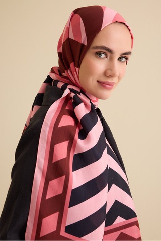 İmannooor Çizgi Noor Haki Floş Viskon Şal 72x212