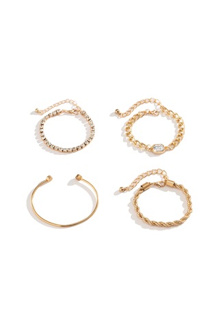 Kadınlar İçin Şık Metal Açık Bilezik Seti, Hip-hop Tam Elmas Büküm Zincir Bilezik Seti Diğer