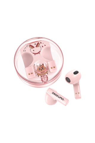 Onıkuma T301 Şeffaf Karikatür Kablosuz Bluetooth Kulaklık Pembe