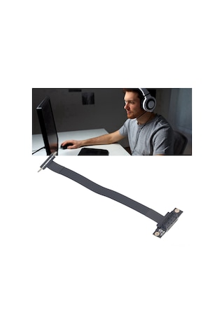 Xindoker Pcı-e 3.0 1x'lik Grafik, Ses, Kablosuz Ağ, Dizi Kartı Devre Bağlayıcı Uzatma Kablosu - 90 Derece Dirsekli Ters Yönlü 20cm