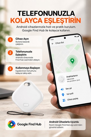 Kensa Airtag Apple iOS Uyumlu & Android Uyumlu Akıllı Takip Cihazı Sesli Bulma Özellikli Beyaz