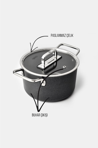 Fin 7 Parça Set 18-22 Cm Derin, 26 Cm Basık, 26 Cm Tava Siyah