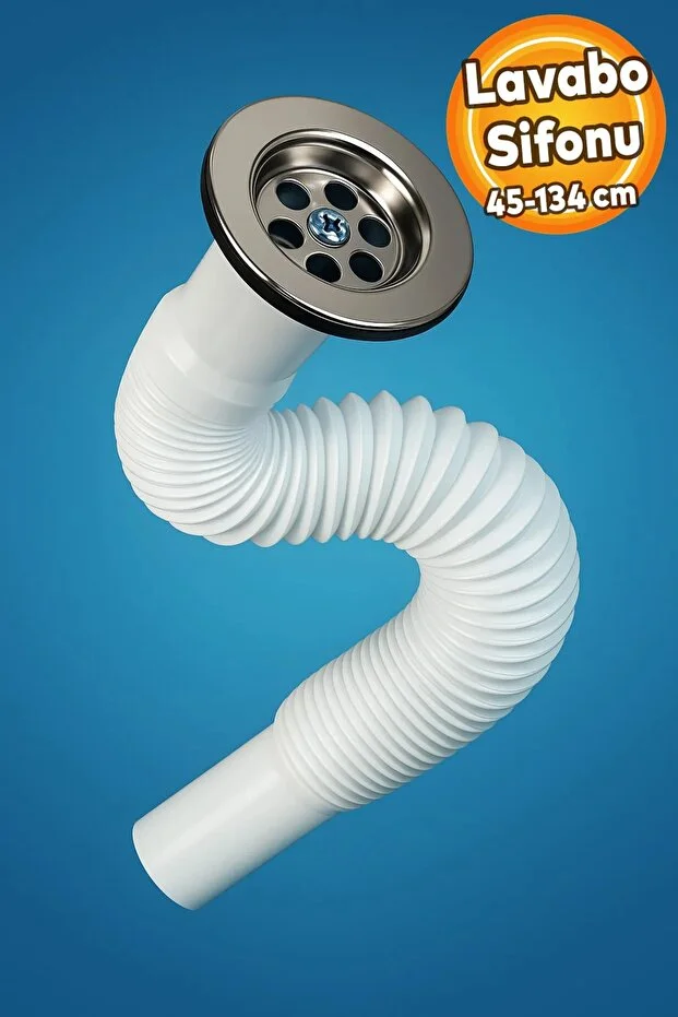 Sifon Körüklü 45-134 Cm Lavabo Sifonu Evye Sifonu Hortumu Pis Su Gider Borusu