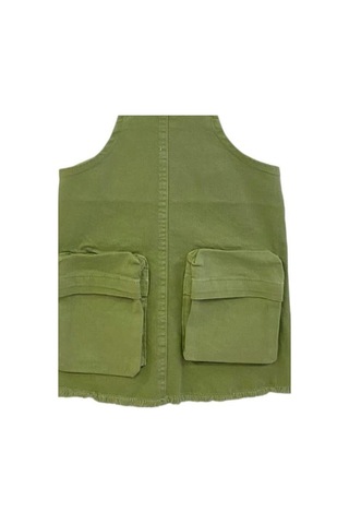 Kız Çocuk Dokuma Etekli Salopet-13862 Haki