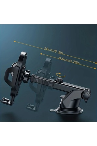 Primepickings Black- Araç Telefon Tutucu Uzun Kollu Emniyetli Telefon Tutucu Sabitleme Aparatı
