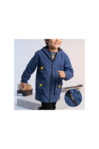 Deniva Kids Erkek Çocuk İçi Astarlı Kapüşonlu Rüzgarlık Mevsimlik Mont & Yağmurluk Saks